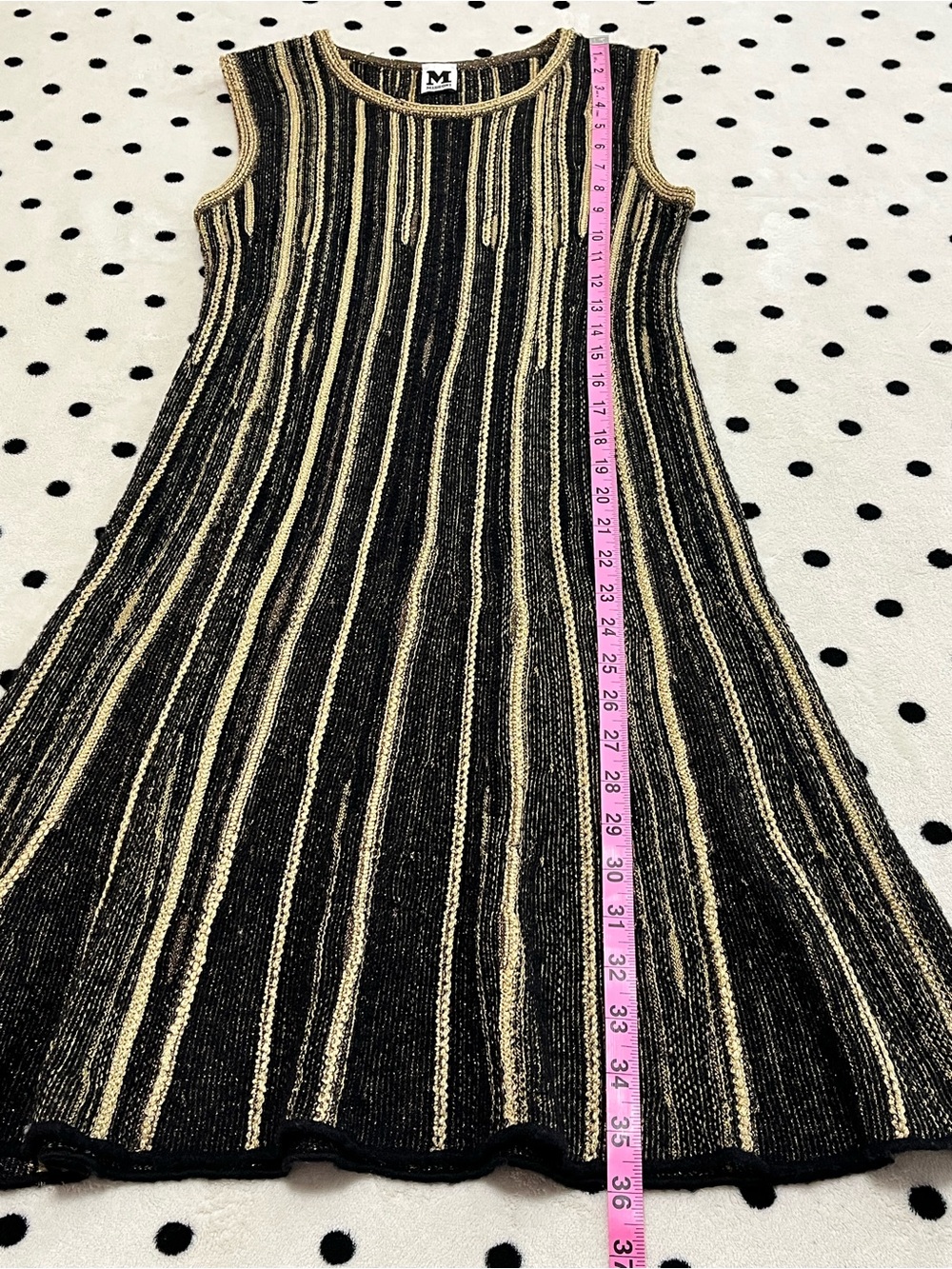 M Missoni Black & Gold Metallic Striped Knit Dress Size 40 - Picture 8 of 15